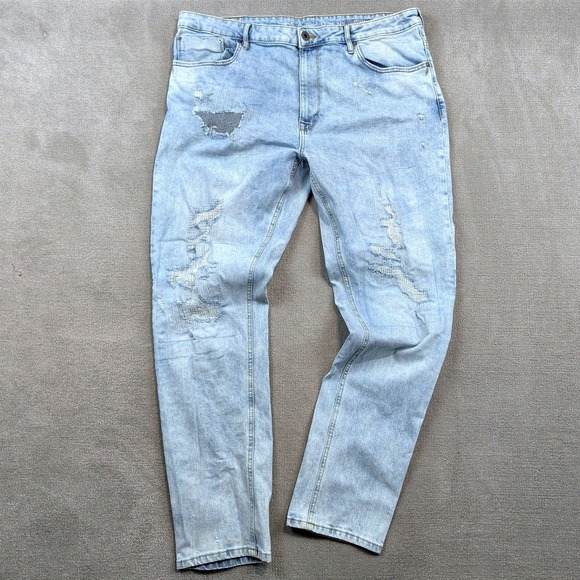 Sean John Mercer Slim Straight Jeans 38W 34L Mens Light Wash Distressed Denim — photo 2